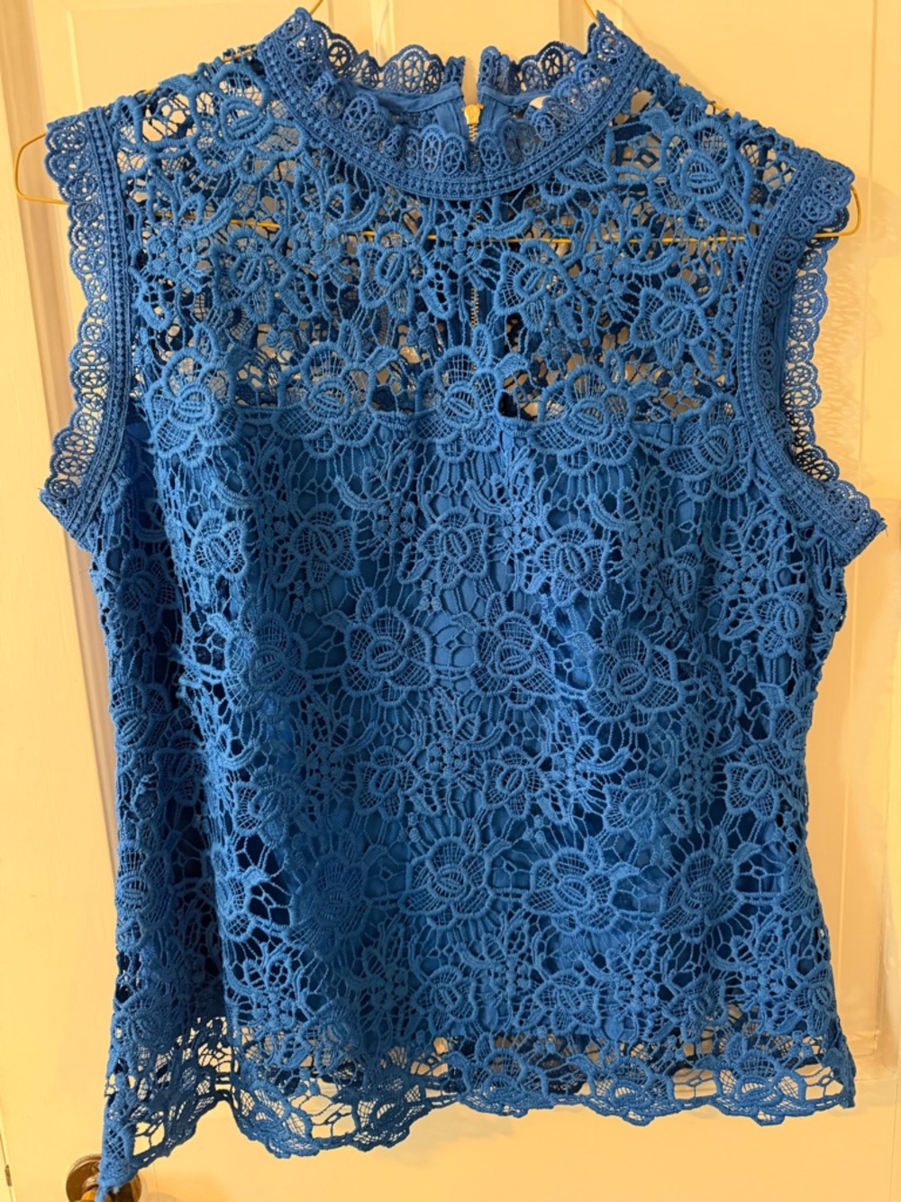 Nanette Lepore Cobalt Blue Floral Lace Mock Neck Camisole